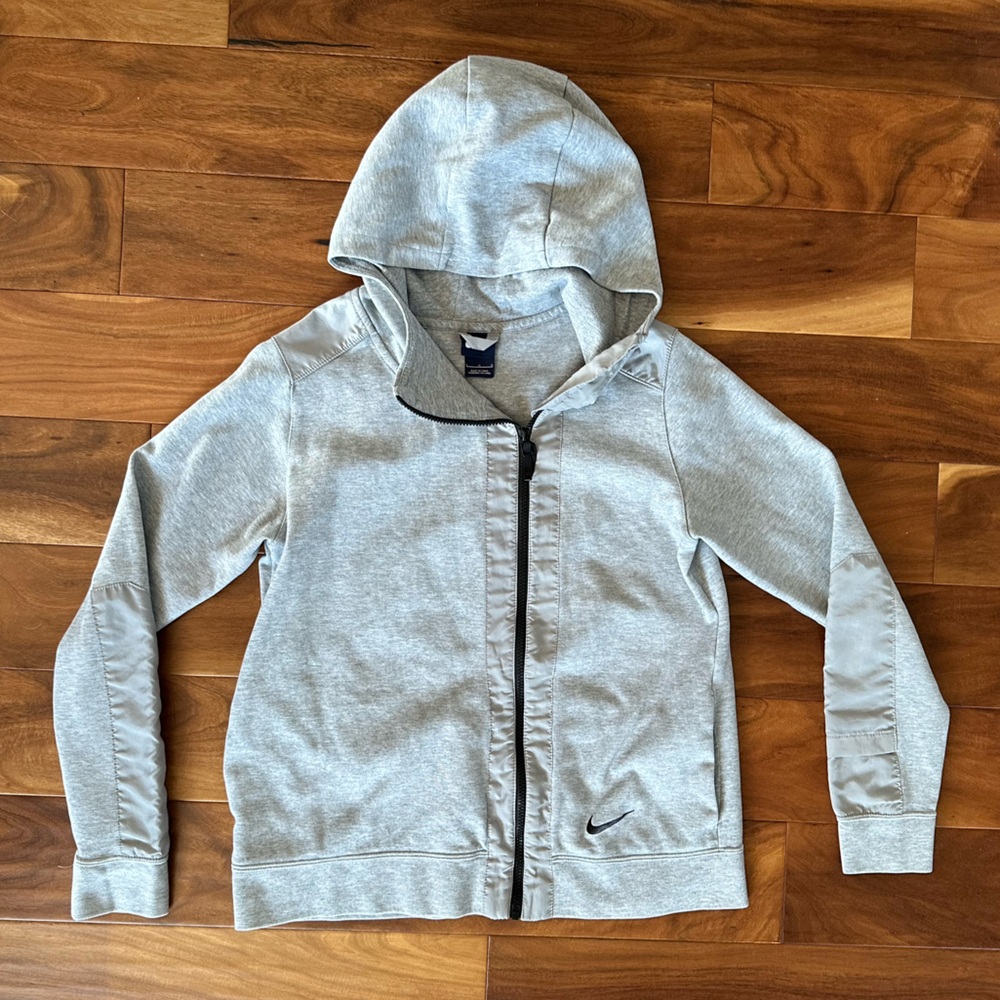 Nike Grey Asymmetrical Zip Up Hoodie size Large - Picture 1 of 3